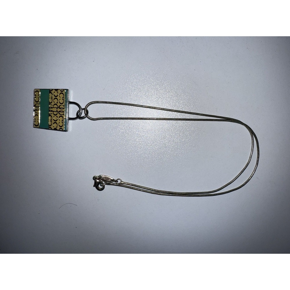 VTG Coach Sterling Silver Snake Chain Shopping Bag‎ Pendant Necklace 18" 925 Y2K - Picture 4 of 7